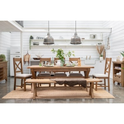 Tewkesbury Smoked Oak Cross-Leg 200-250cm Extending Dining Table