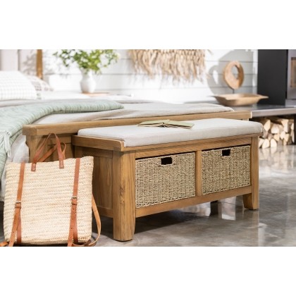 Tewkesbury Smoked Oak Upholstered Hall Bench