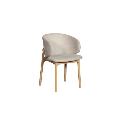Noah Curved Back Fabric Dining Arm Chair in Grey