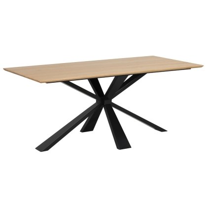 Heron Industrial Oak 180cm Fixed Top Dining Table with Metal Base