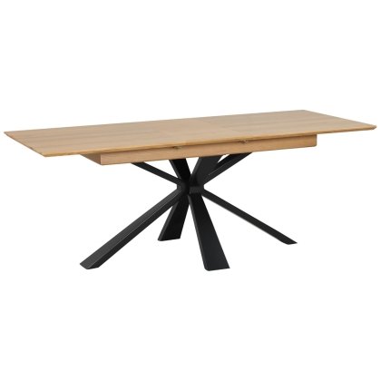 Heron Industrial Oak 160-200cm Extending Dining Table Set with Metal Base & 6 Chairs