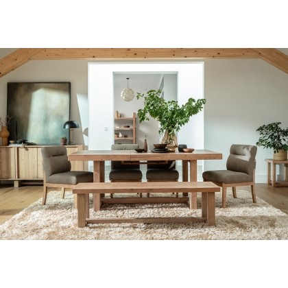 Oakley Reclaimed Wood 160-200cm Extending Dining Table Set in Rustic Buff Finish Oakley Reclaimed Wood 160-200cm Extending Dining Table Set in Rustic Buff Finish