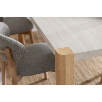 Arlo Natural Oak 190cm Travertine Ceramic Dining Table Set with 6 Leo Chairs Arlo Natural Oak 190cm Travertine Ceramic Dining Table Set with 6 Leo Chairs