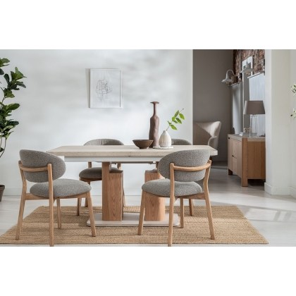 Arlo Natural Oak 160-200cm Ext Travertine Ceramic Dining Table Set with Leo Chairs Arlo Natural Oak 160-200cm Ext Travertine Ceramic Dining Table Set with Leo Chairs