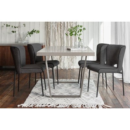 Petra Industrial 160cm Dining Table Set & 4 Maya Dark Grey Chairs
