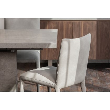 Petra Industrial Ext 160-220cm Dining Table Set & 4 Lucas Misty Grey Chairs