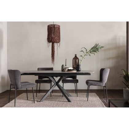 Sintered Stone 140-200cm Twist Extending Dining Table Set in Grey with x4 Maya Chairs
