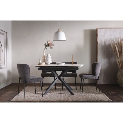 Sintered Stone 140-200cm Twist Extending Dining Table Set in Grey with x4 Maya Chairs