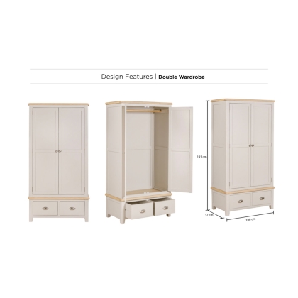 Windermere Painted Oyster Grey Oak Double Wardrobe