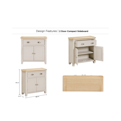 Windermere Painted Oyster Grey Oak Compact Sideboard