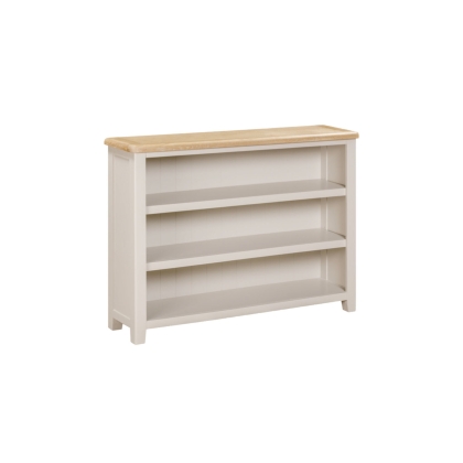 Windermere Painted Oyster Grey Oak Wide Low Bookcase