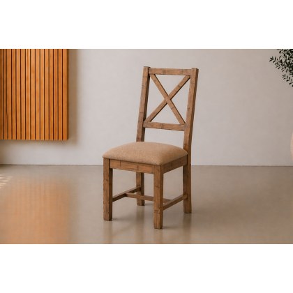 Nixon Reclaimed Wood Upholstered Dining Chair (Pair)