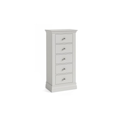 Burgundy Painted Light Grey Tall Chest of 5 Drawers