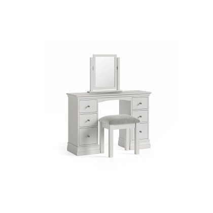 Burgundy Painted Light Grey Double Pedestal Dressing Table
