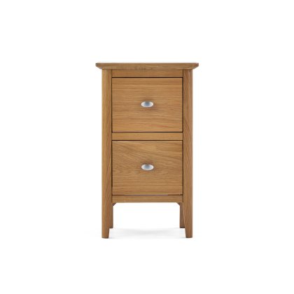 Bath Oak Narrow Two Drawer Bedside