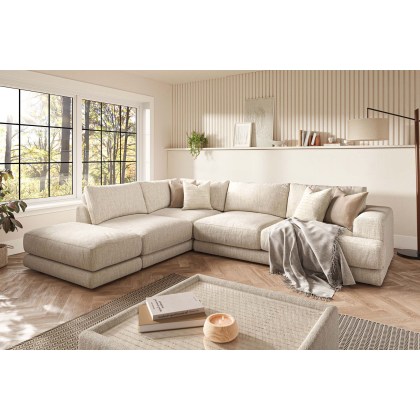 Niki Fabric Modular Large Corner Sofa Group with Footstool