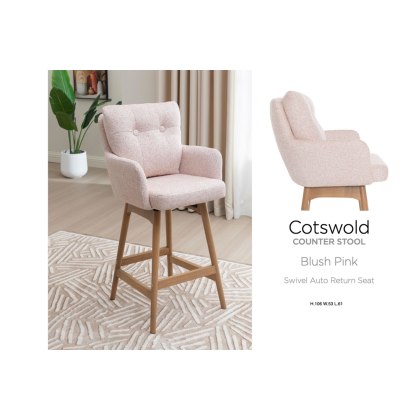 Cotswold Fabric Bar Counter Stool in Blush Pink (Pair)