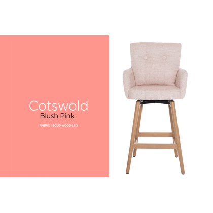 Cotswold Fabric Bar Counter Stool in Blush Pink (Pair)