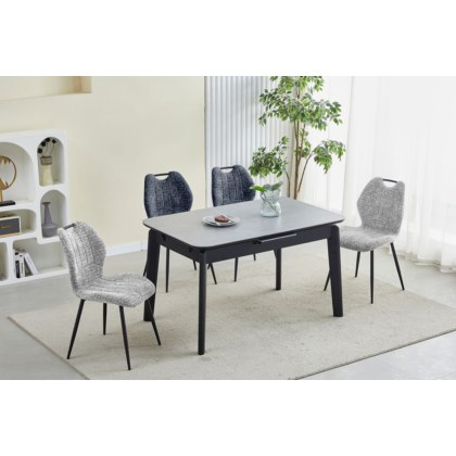 Turin Sintered Stone 130-160cm Extending Dining Table Set & 4 Light Grey Chairs Turin Sintered Stone 130-160cm Extending Dining Table Set & 4 Light Grey Chairs