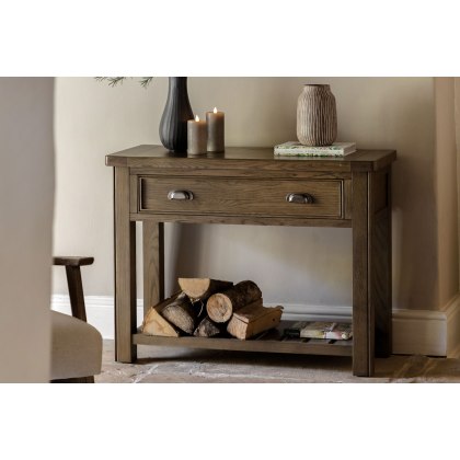 Gallery Direct Hardwick Smoked Oak 1 Drawer Console Table