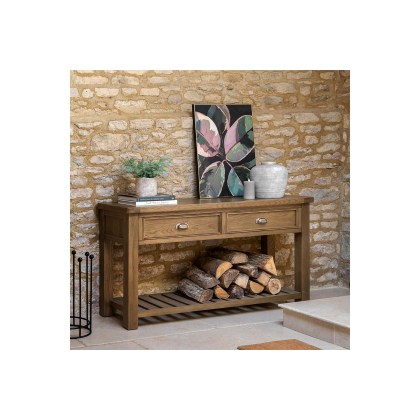 Gallery Direct Hardwick Smoked Oak 2 Drawer Console Table