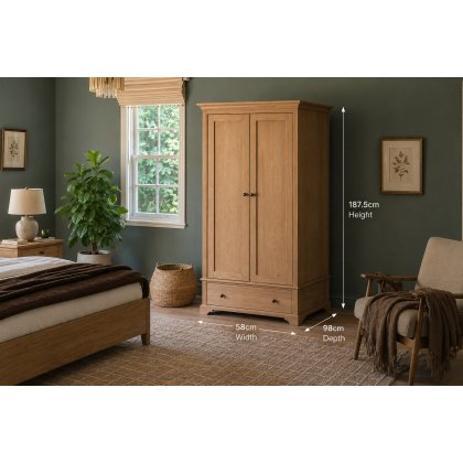 Gallery Direct Malvern Natural Oak Wardrobe