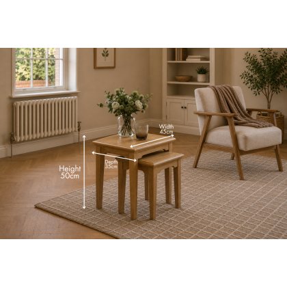 Gallery Direct Malvern Natural Oak Nest Of Tables