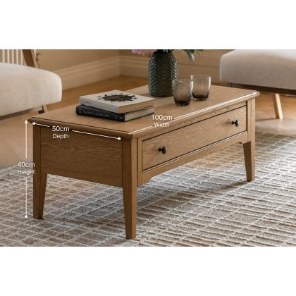 Gallery Direct Malvern Natural Oak 1 Drawer Coffee Table