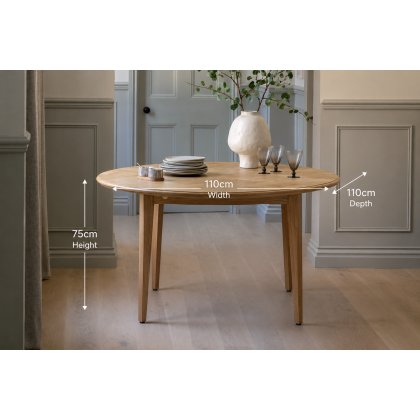 Gallery Direct Malvern Natural Oak Round Extending 100-155cm Dining Table