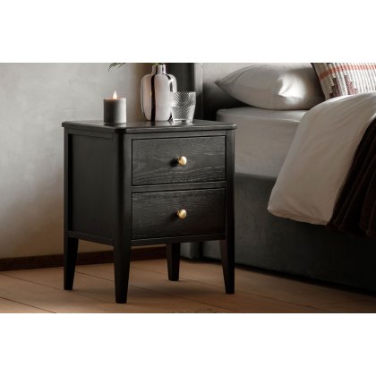 Gallery Direct Acton Black 2 Drawer Bedside Table