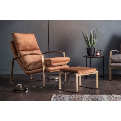Gallery Direct Fabien Lounger Chair in Ochre Soft Fabric