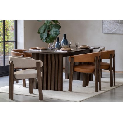 Gallery Direct Onda Walnut Dining Chair in Brown Leather