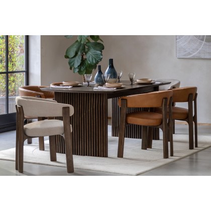 Gallery Direct Onda Walnut Dining Chair in Natural Fabric