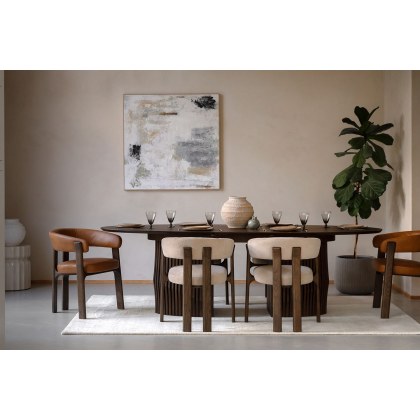 Gallery Direct Onda Walnut Ext 200-250cm Oval Dining Table Set & 6 Chairs (3 Brown + 3 Natural)