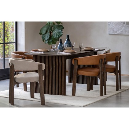 Gallery Direct Onda Walnut Ext 180-230cm Oval Dining Table Set & 8 Chairs (6 Brown + 2 Natural)