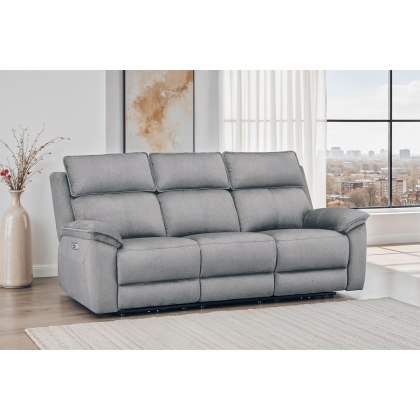 Blaine 3 Seater Electric Recliner Sofa in Greige Fabric