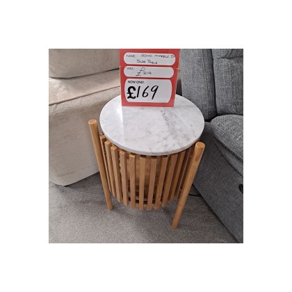 Ex-Display Plymouth - Soho Slatted Side Table with Marble Top Ex-Display Plymouth - Soho Slatted Side Table with Marble Top