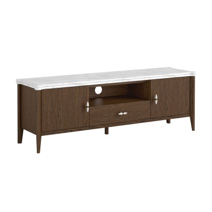 Florence Walnut Stained Oak 150cm Large TV Unit with Marble Top