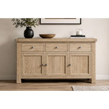 Normandy White Wash Large Sideboard