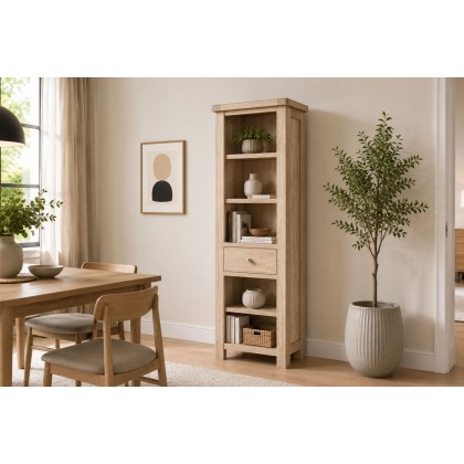 Normandy White Wash Slim Bookcase