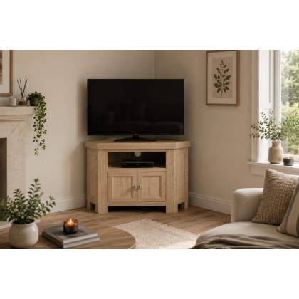 Normandy White Wash Corner TV Unit