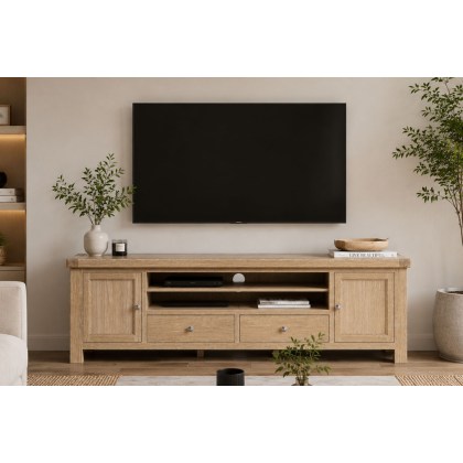 Normandy White Wash 218cm Large TV Media Unit
