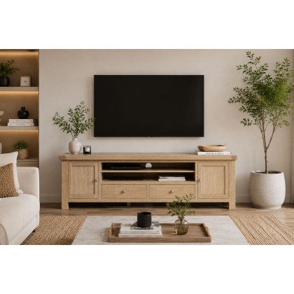 Normandy White Wash 218cm Large TV Media Unit