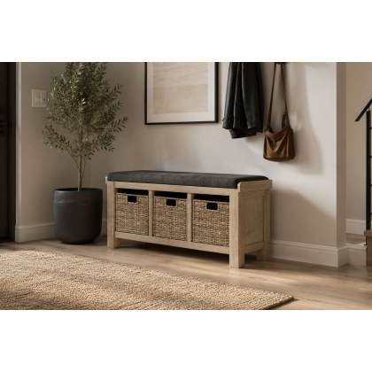 Normandy White Wash Storage Hallway Bench Normandy White Wash Storage Hallway Bench