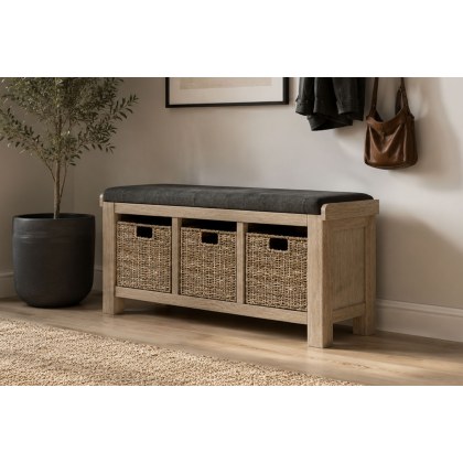 Normandy White Wash Storage Hallway Bench Normandy White Wash Storage Hallway Bench