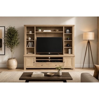 Normandy White Wash Extra Large TV Storage Combination Unit (Top + Base)