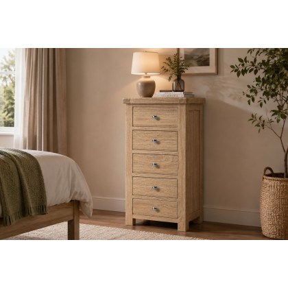 Normandy White Wash Tallboy Chest of Drawer