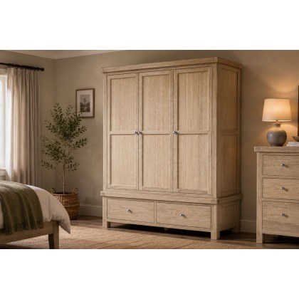 Normandy White Wash Triple Wardrobe