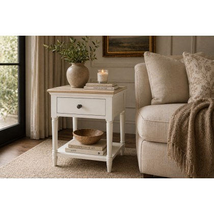 Provence Painted Off-White Oak Lamp Table Provence Painted Off-White Oak Lamp Table