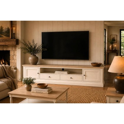 Provence Painted Off-White Oak Extra Large 210cm TV Unit